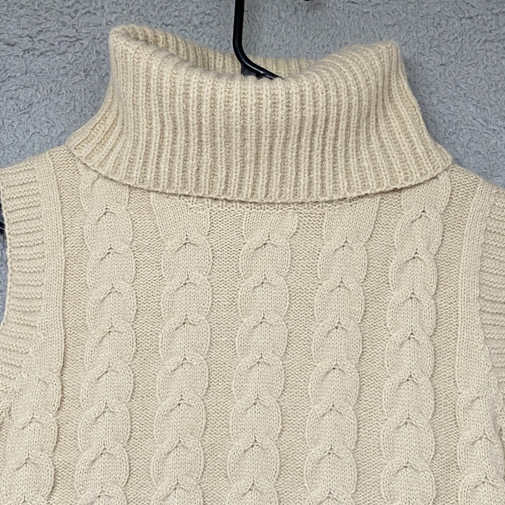 Cider Sweater Vest Womens M Beige Cable Knit Turtleneck Sleeveless Layering - Picture 3 of 13
